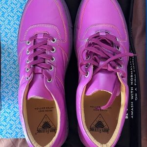 NEW John Fluevog Pride 2021 LoPro 2: Leeside in Purple with rainbow stitch